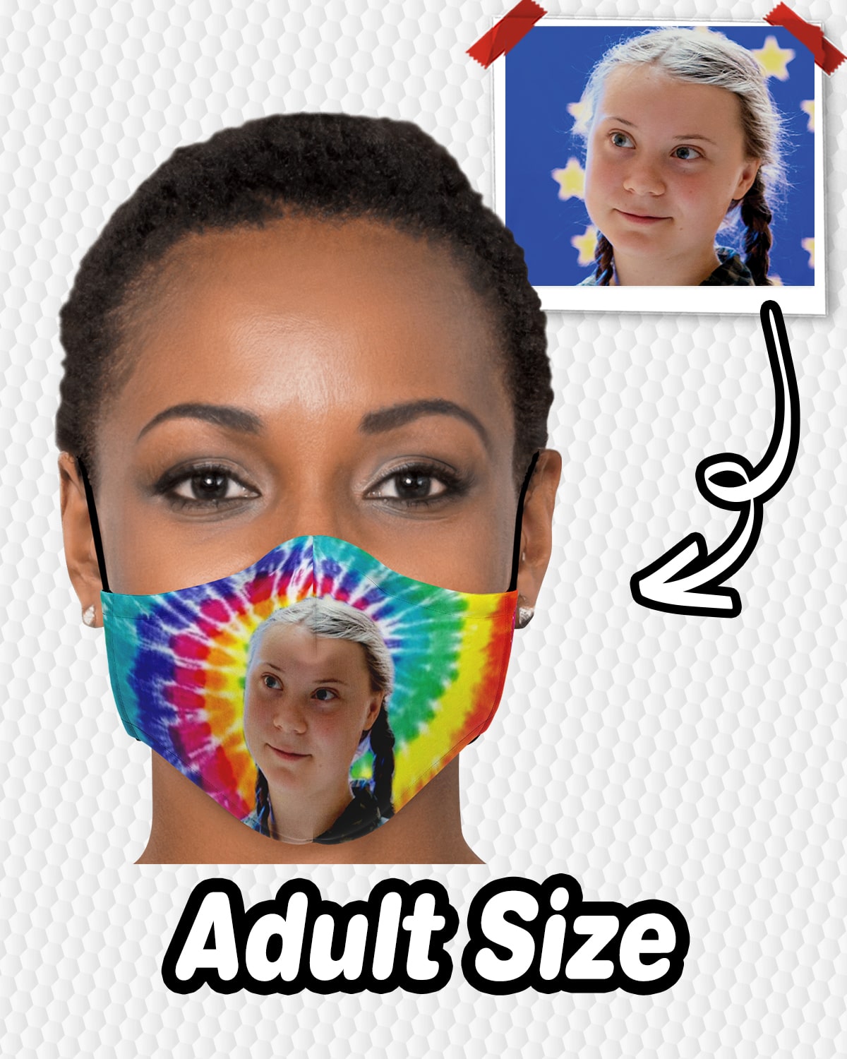 Personalized Fashion Face Mask - Upper Body - ASDF Print