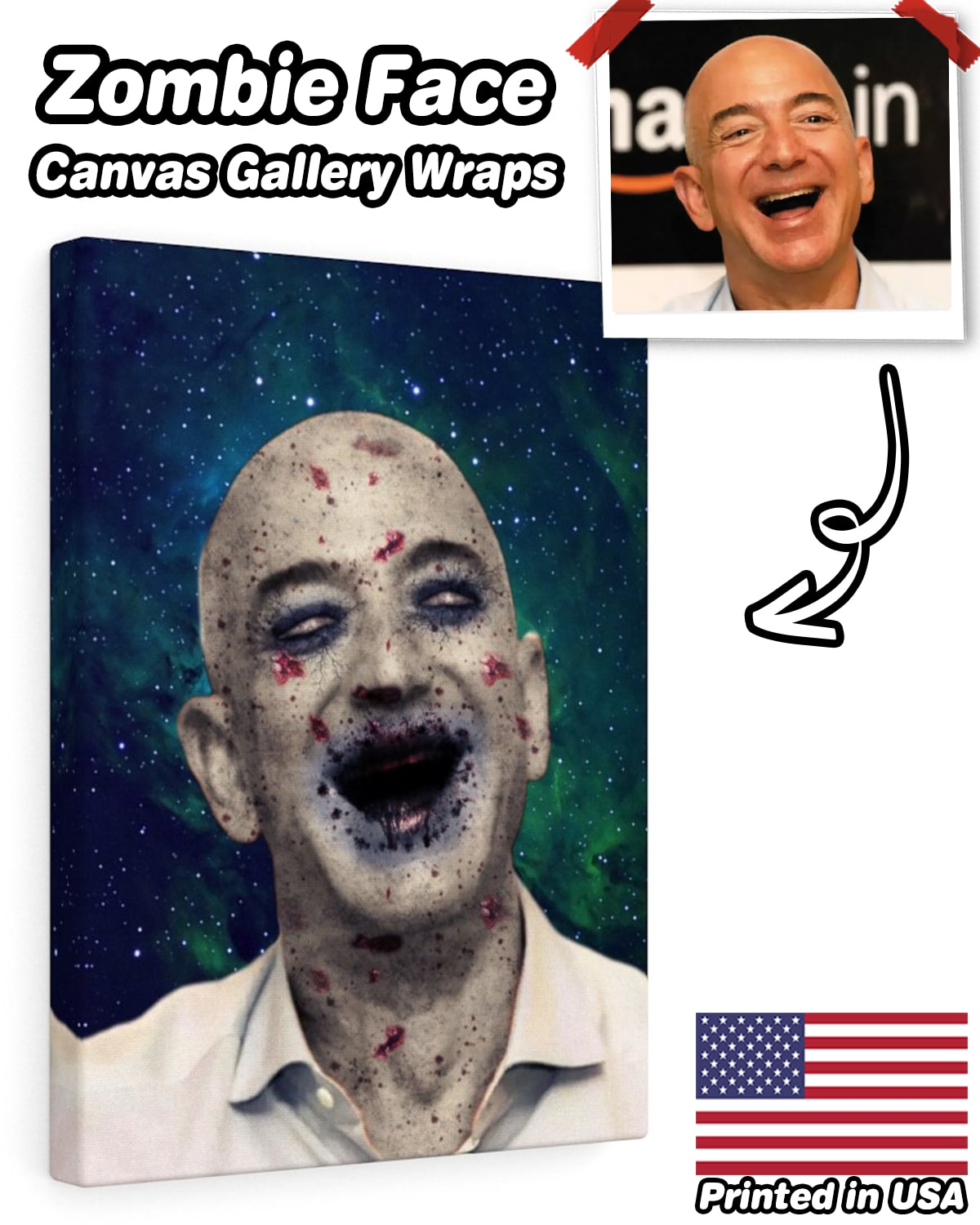 Personalized Canvas Gallery Wraps - Zombie Face - ASDF Print