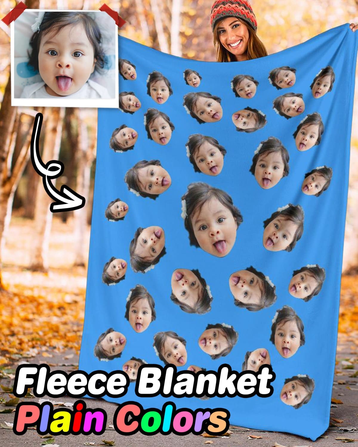 Best Custom Face Fleece Blanket - Personalized Blanket - ASDF Print