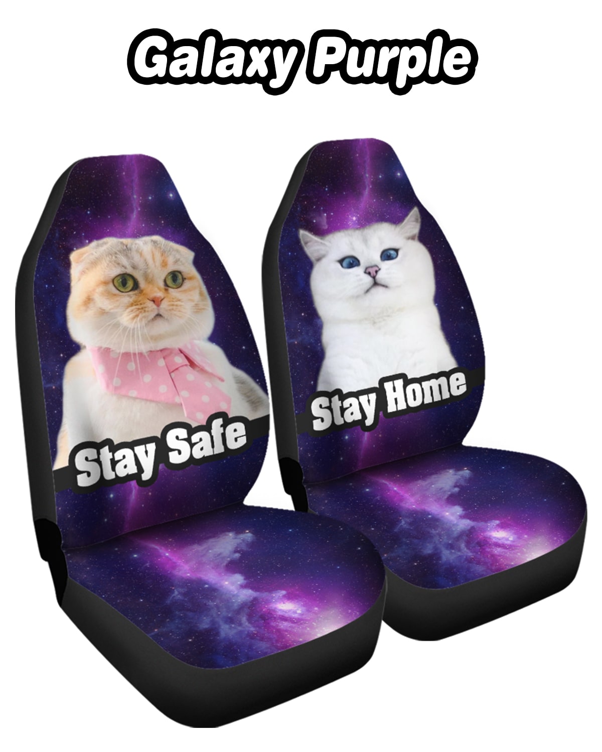 Funny Car Seat Covers Fun Original Purple Art Face Vehicle 