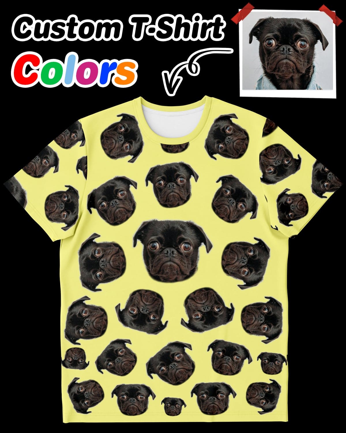 Custom Face Plain Color T-Shirt | All Over Print Clothes | ASDF Print