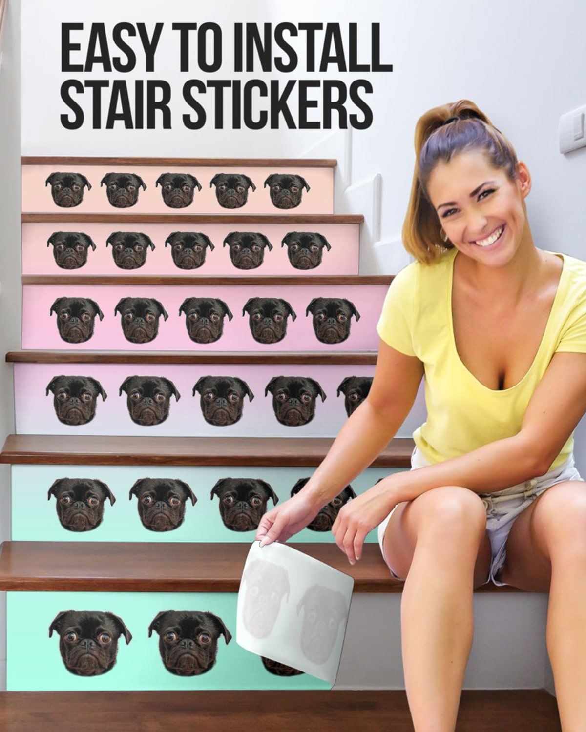 Personalized Many Face Stair Stickers - 6 pcs - ASDF Print
