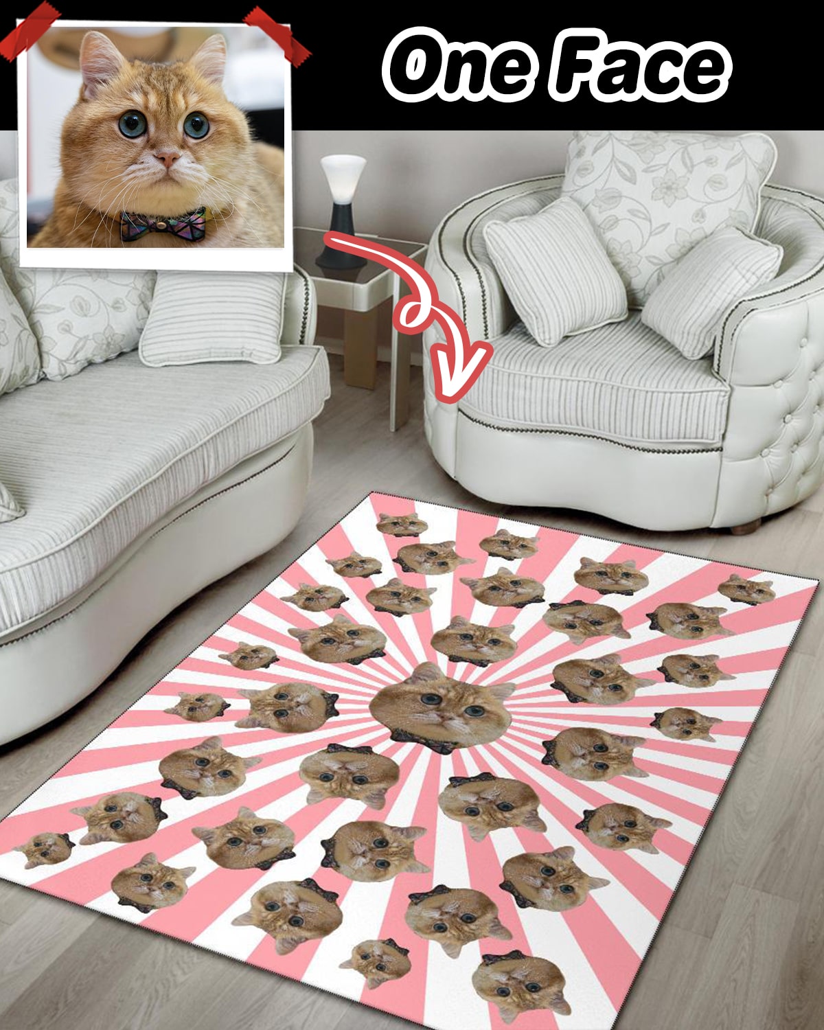Personalized Many Face Area Rug - ASDF Print