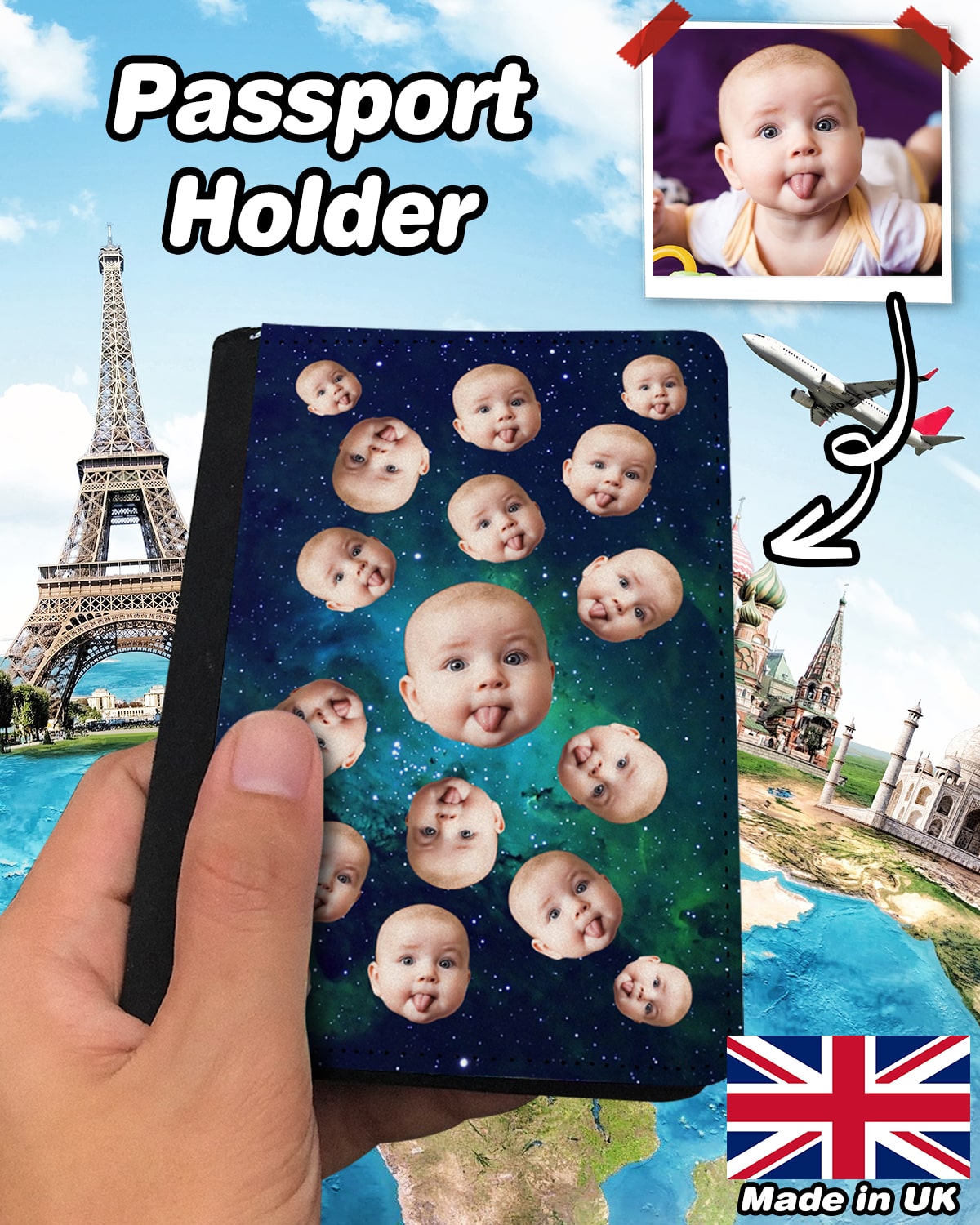 Personalized Many Face Passport Holder - ASDF Print