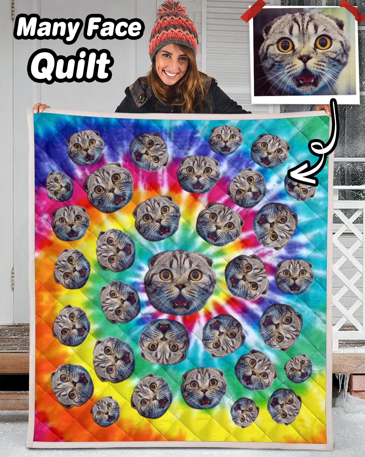 Personalized Many Face Quilt - ASDF Print