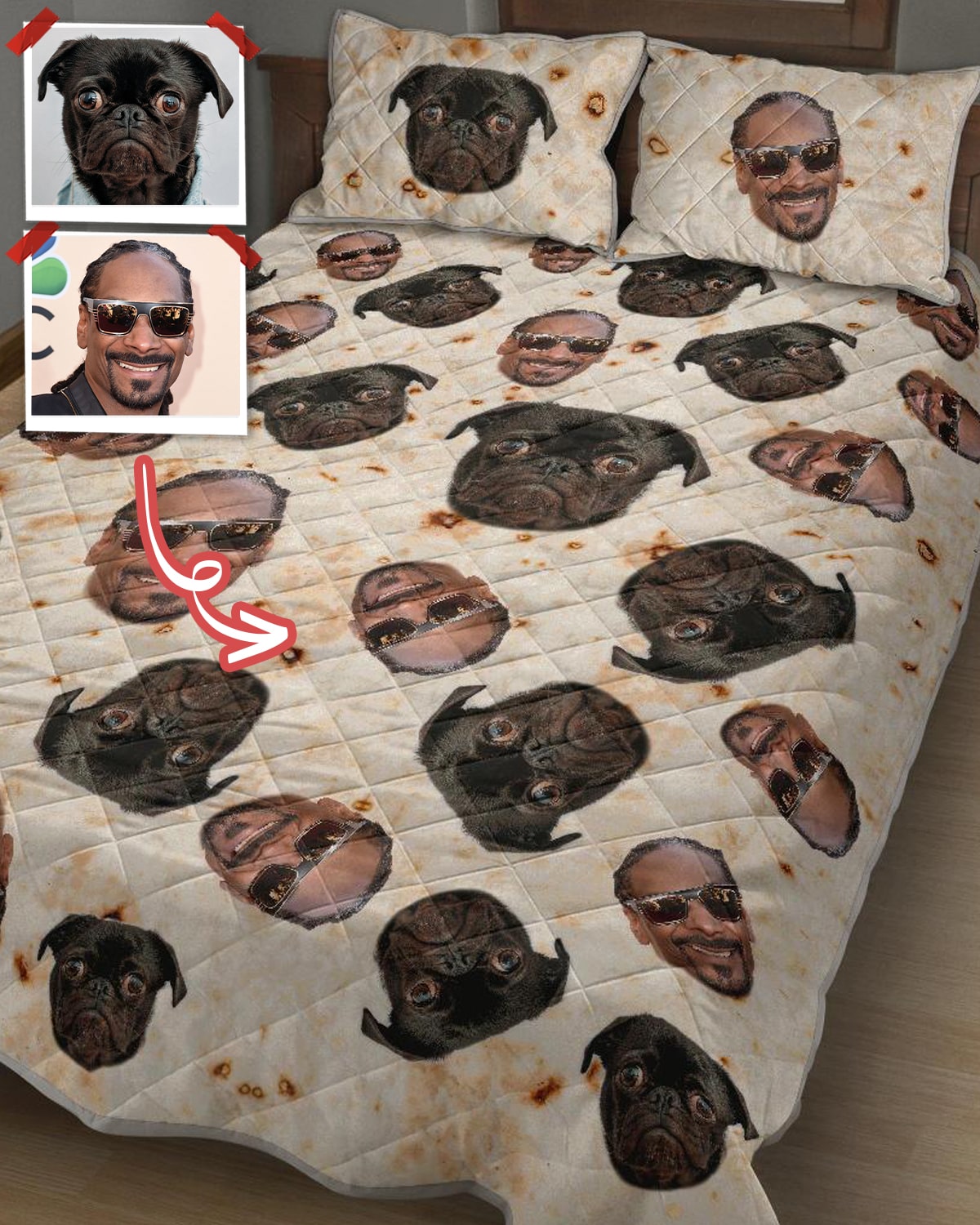 Personalized Many Face Quilt Bed Set - ASDF Print